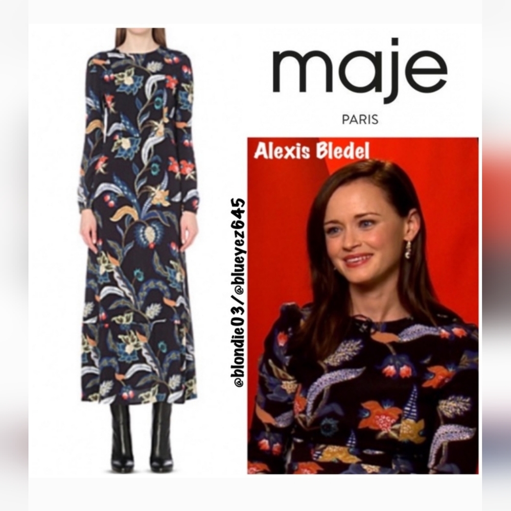 Maje Rousseau Floral Long Sleeve Dress - Black Multicolor